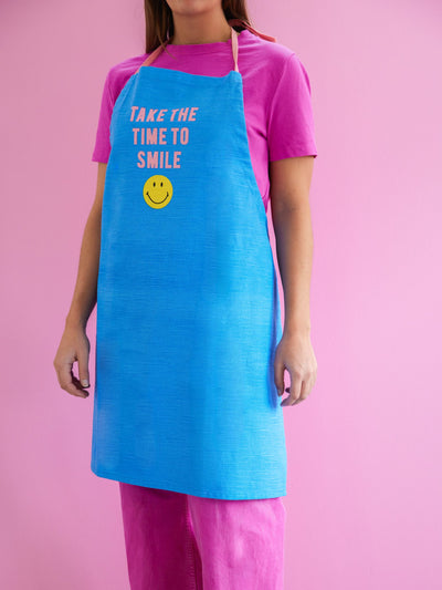 Cotton Apron - Blue - Smiley® - Rice By Rice