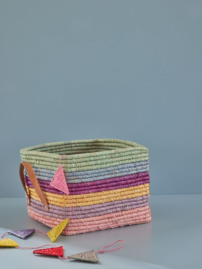 Square Raffia Basket - Multi - Rice By Rice