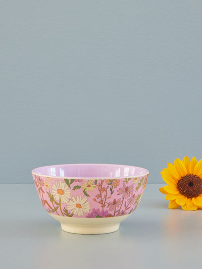 Medium Melamine Bowl - Soft Pink - Daisy Dearest Print - Rice By Rice