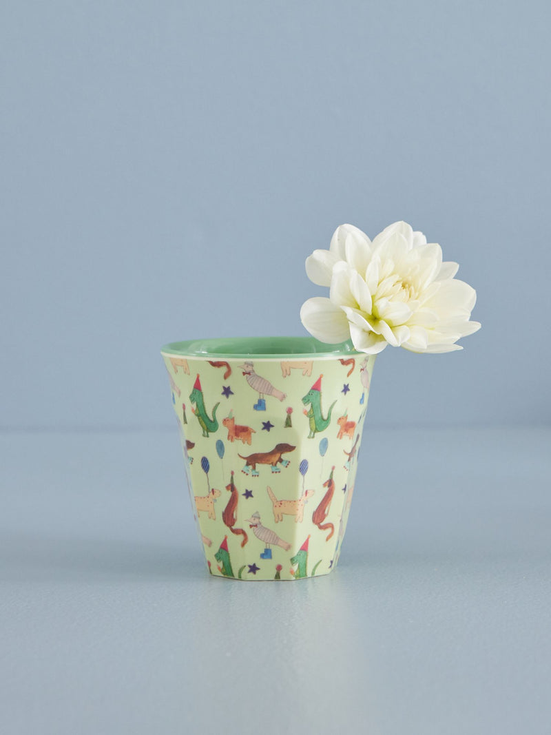 Medium Melamine Cup - Green - Party Animal Print - Rice By Rice