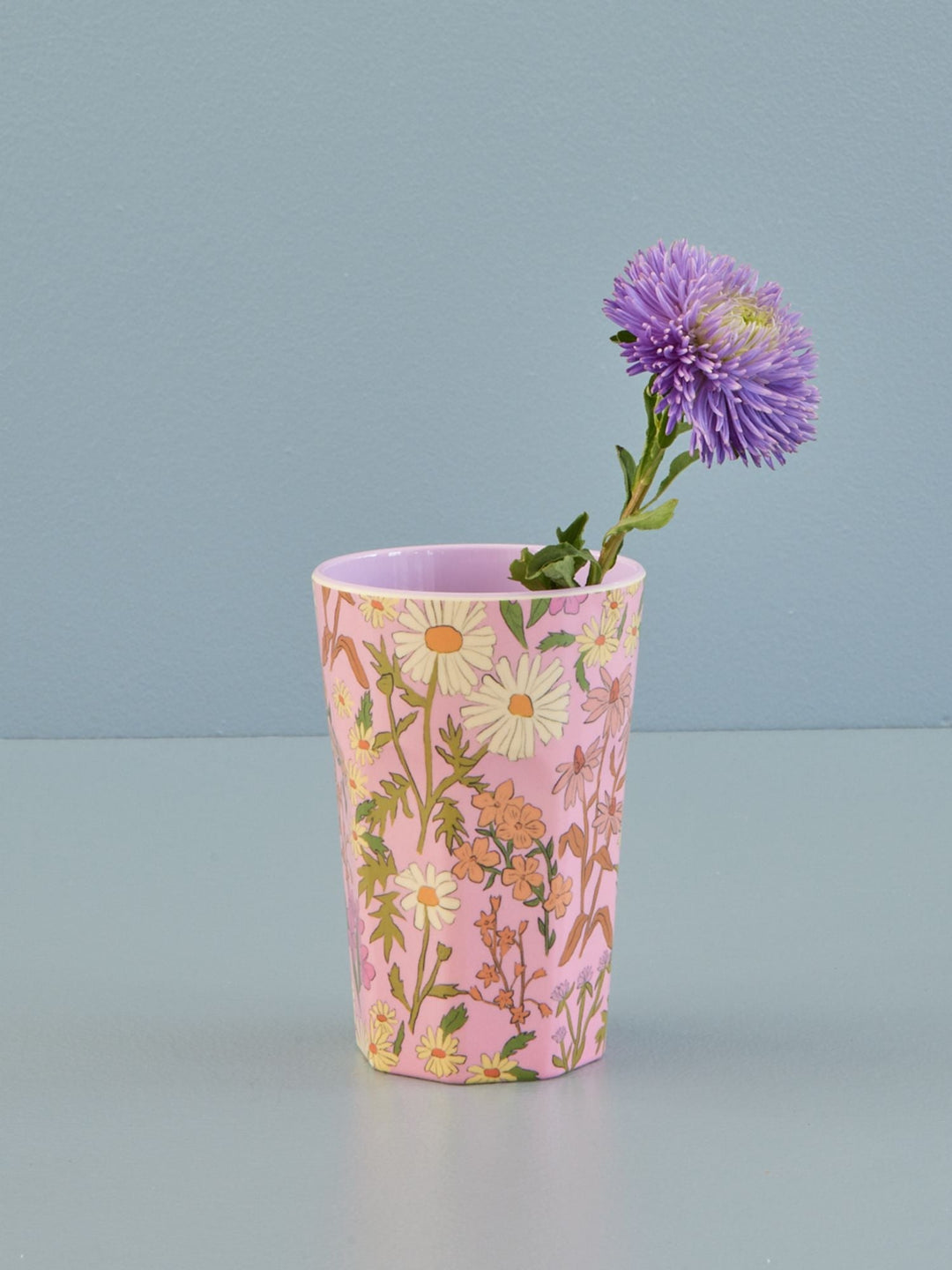 Melamine Tall Cup - Soft Pink - Daisy Dearest Print - Rice By Rice