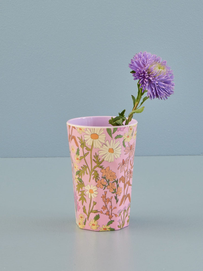 Melamine Tall Cup - Soft Pink - Daisy Dearest Print - Rice By Rice