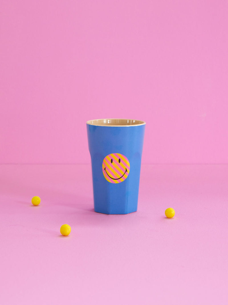 Tall Melamine Cup - Blue - Smiley® - Rice By Rice