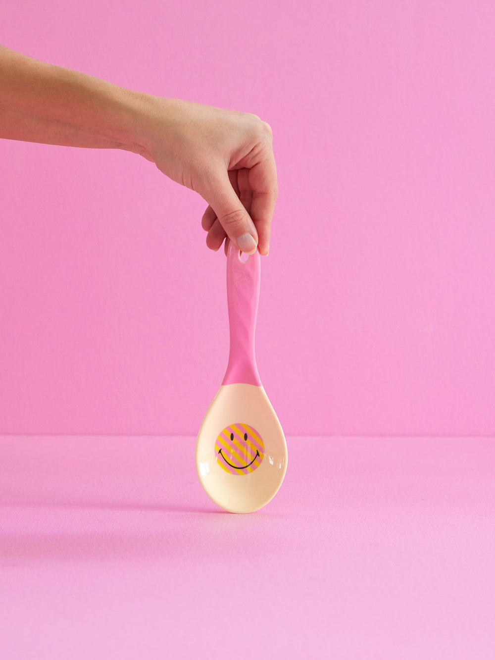 Melamine Salad Spoon - Pink - Smiley® - Rice By Rice