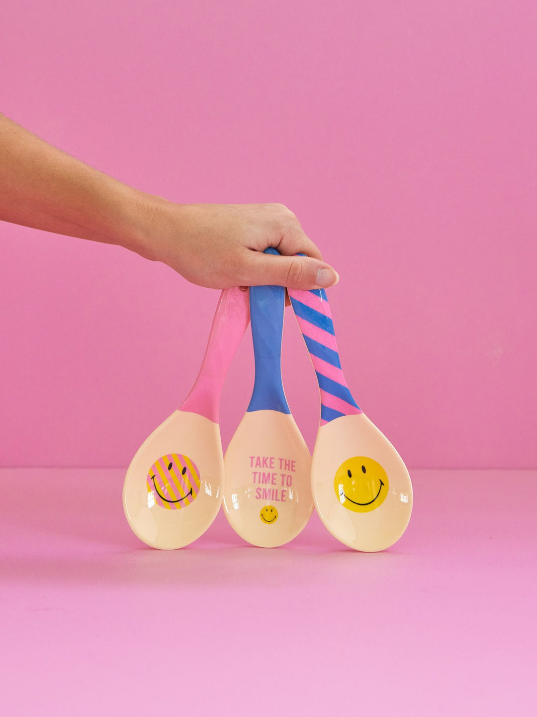 Melamine Salad Spoon - Pink - Smiley® - Rice By Rice