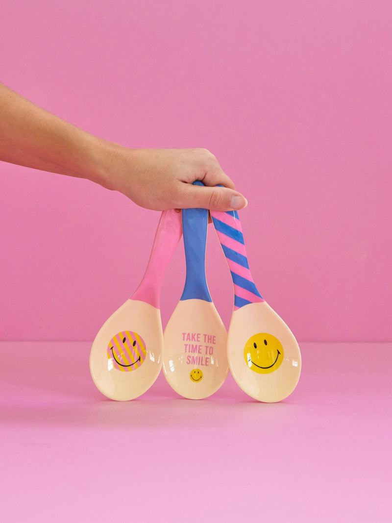 Melamine Salad Spoon - Pink - Smiley® - Rice By Rice