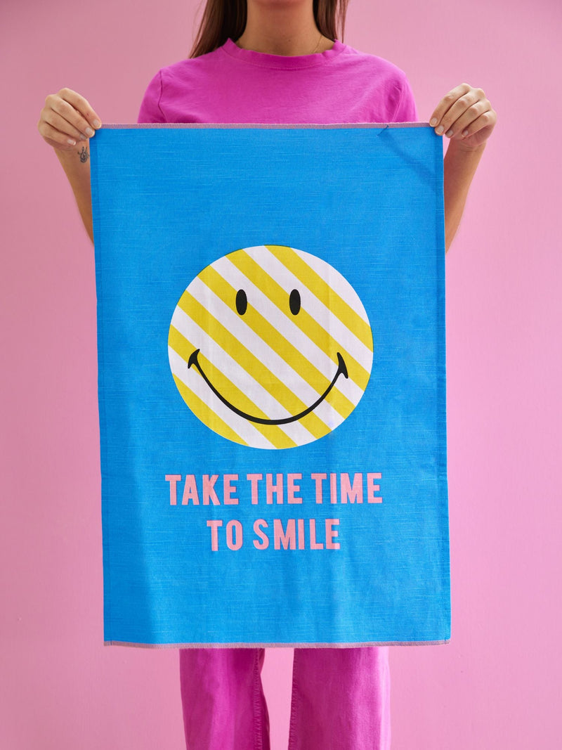 Cotton Tea Towel - Blue - Smiley® - Rice By Rice