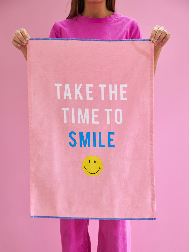 Cotton Tea Towel - Pink - Smiley® - Rice By Rice