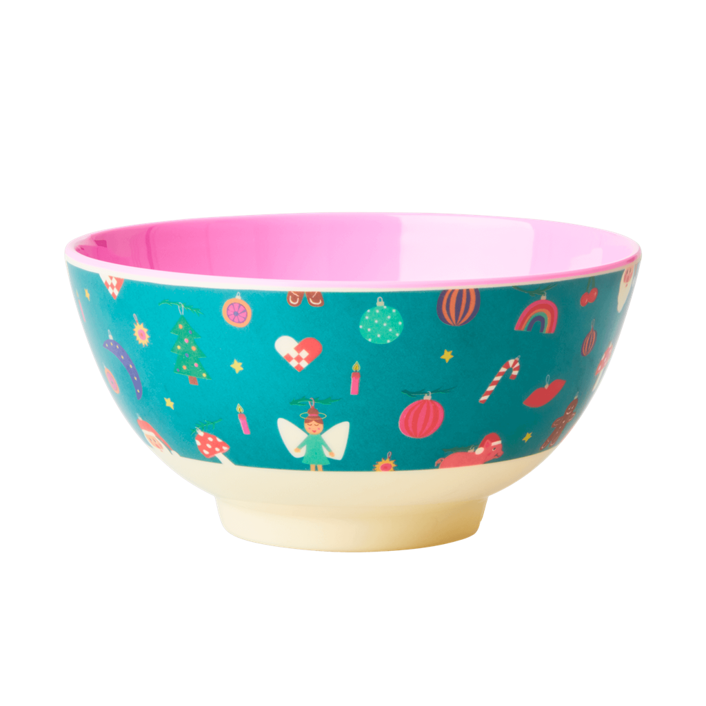 Melamine Medium Bowl | Christmas All Over Print - Rice By Rice