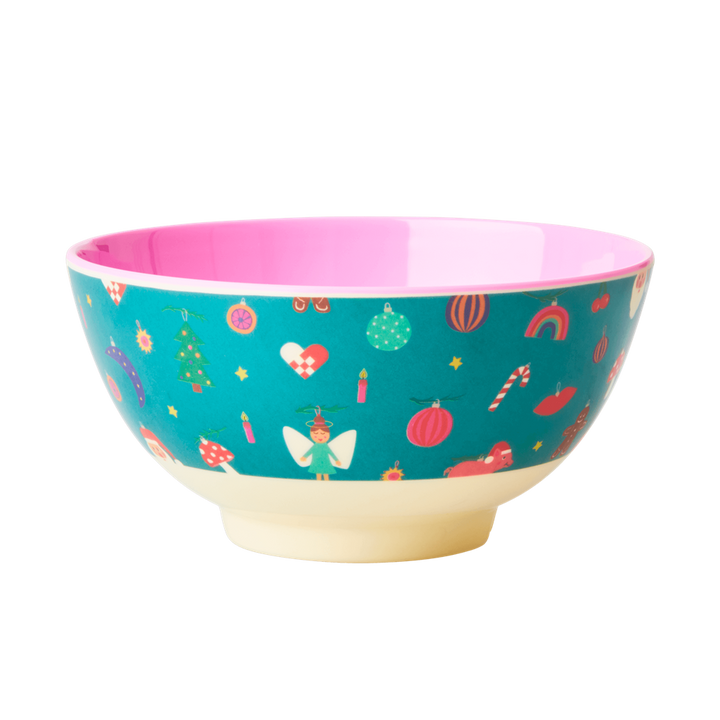 Melamine Medium Bowl | Christmas All Over Print - Rice By Rice