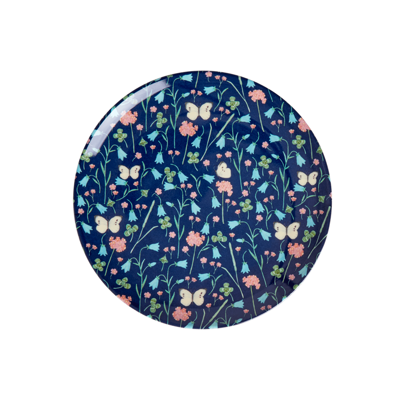 Melamine Dessert Plate | Sweet Butterfly Midnight Blue - Rice By Rice