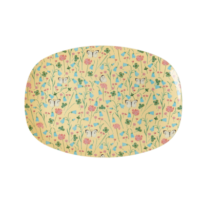 Melamine Small Rectangular Plate | Creme Sweet Butterfly Print - Rice By Rice