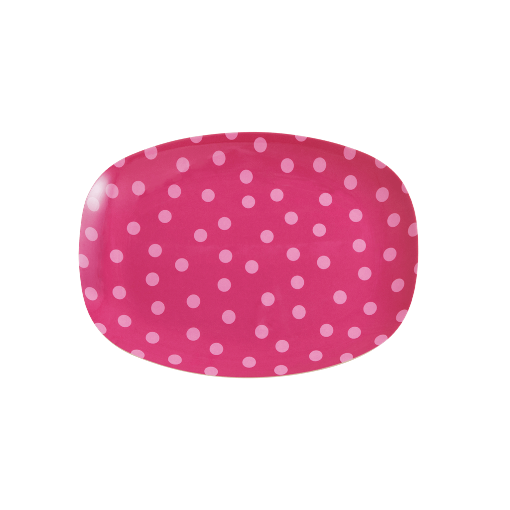 Melamine Small Rectangular Plate | Pink Dots Print - Rice By Rice