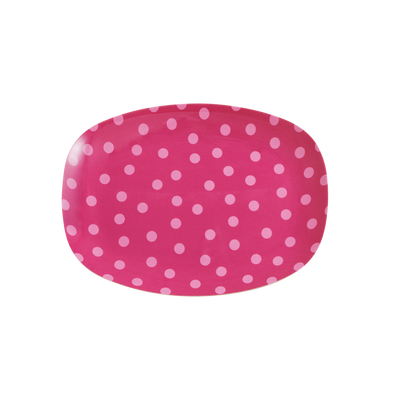 Melamine Small Rectangular Plate | Pink Dots Print - Rice By Rice