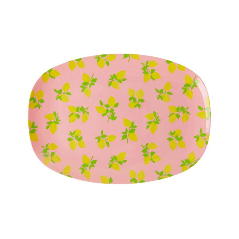 Melamine Small Rectangular Plate | Lemon Print - Rice By Rice
