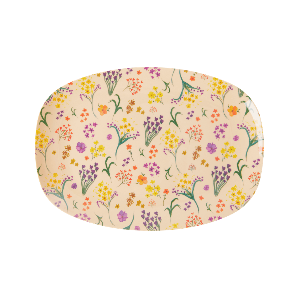 Melamine Small Rectangular Plate | Wild Flower Print - Rice By Rice