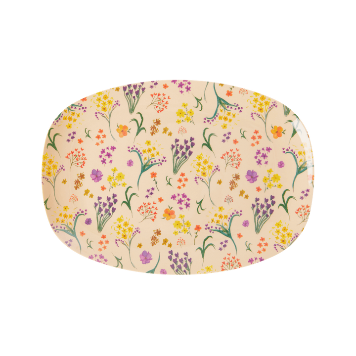 Melamine Small Rectangular Plate | Wild Flower Print - Rice By Rice