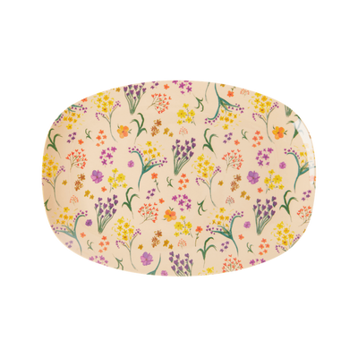 Melamine Small Rectangular Plate | Wild Flower Print - Rice By Rice