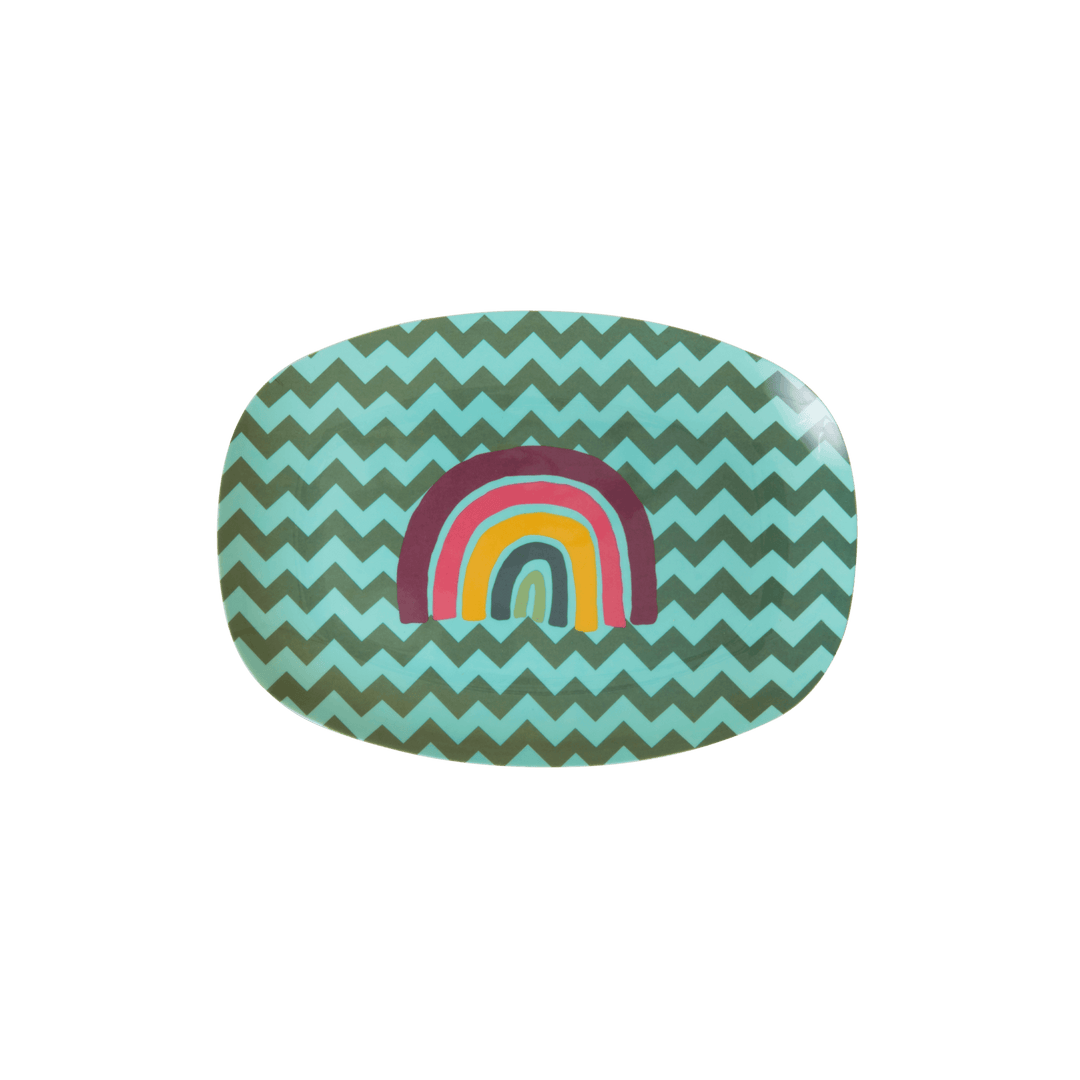 Melamine Small Rectangular Plate | Zig Zag Print - Rice By Rice