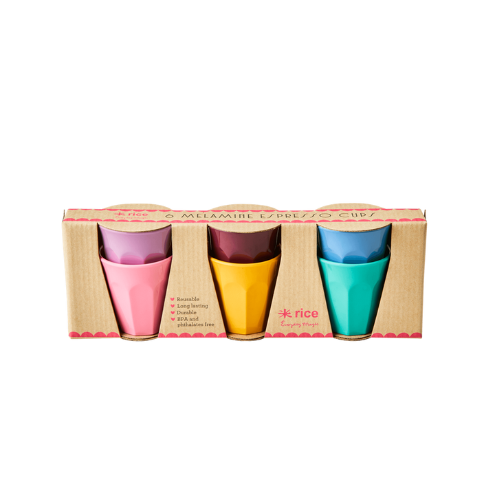 Melamine Cups 'DANCE IT OUT' Colors - Small - 6 pcs. in Gift Box - Rice By Rice