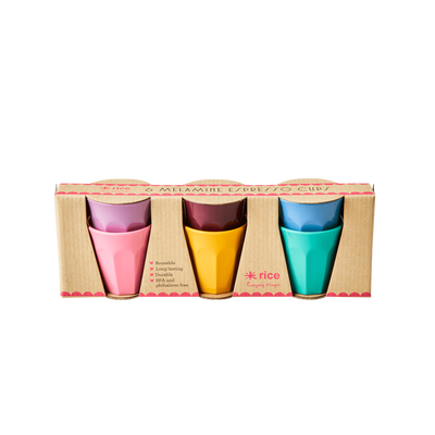 Melamine Cups 'DANCE IT OUT' Colors - Small - 6 pcs. in Gift Box - Rice By Rice