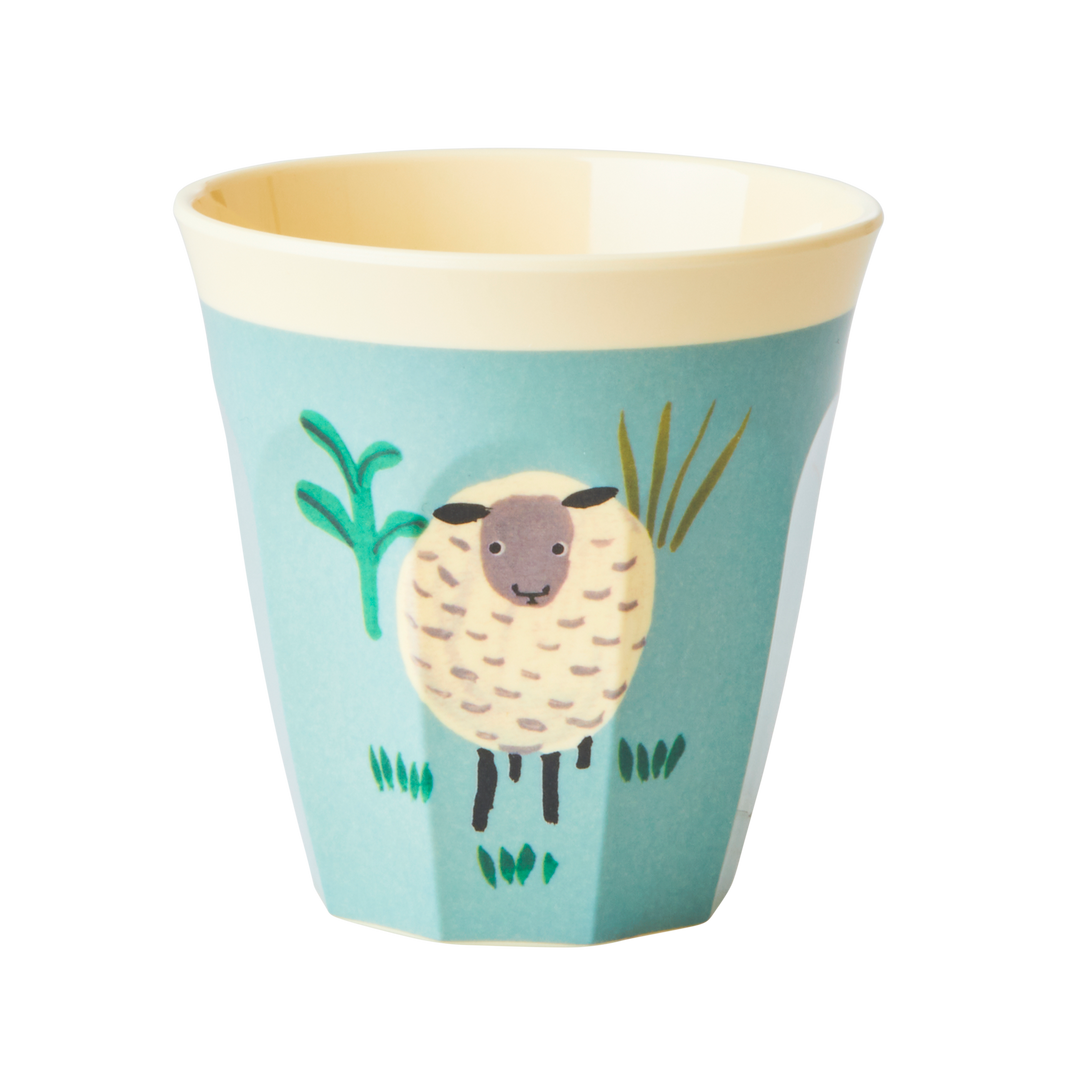 Melamine Kids Cups in Blue Farm Prints - Small - 6 pcs. in Gift Box - Rice By Rice