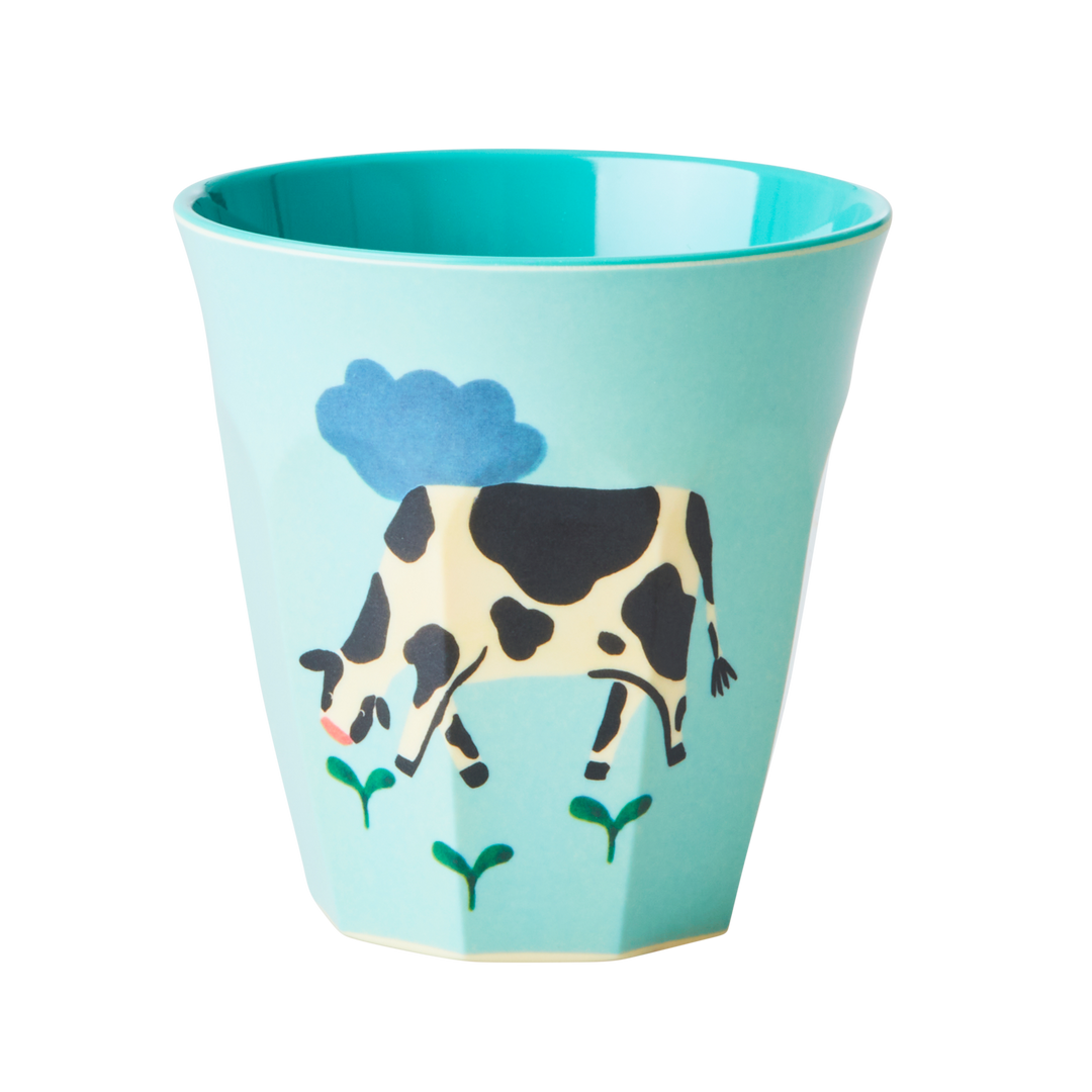 Melamine Kids Cups in Blue Farm Prints - Small - 6 pcs. in Gift Box - Rice By Rice