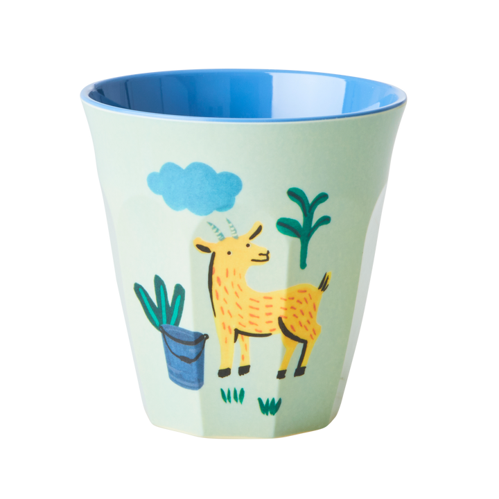 Melamine Kids Cups in Blue Farm Prints - Small - 6 pcs. in Gift Box - Rice By Rice