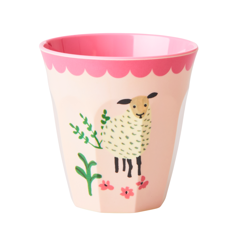 Melamine Kids Cups in Pink Farm Prints - Small - 6 pcs. in Gift Box - Rice By Rice