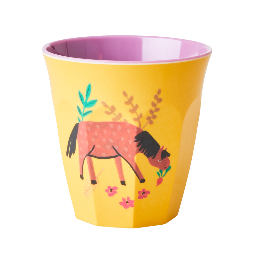 Melamine Kids Cups in Pink Farm Prints - Small - 6 pcs. in Gift Box - Rice By Rice