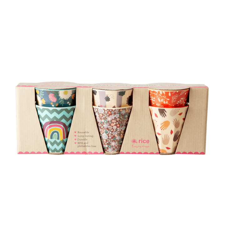 Melamine Cups in Assorted 'Follow The Call of The Disco Ball' Prints  - Small - 6 pcs. in Gift Box - Rice By Rice