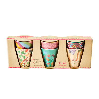 Melamine Cups 'DANCE IT OUT' Prints - Small - 6 pcs. in Gift Box - Rice By Rice