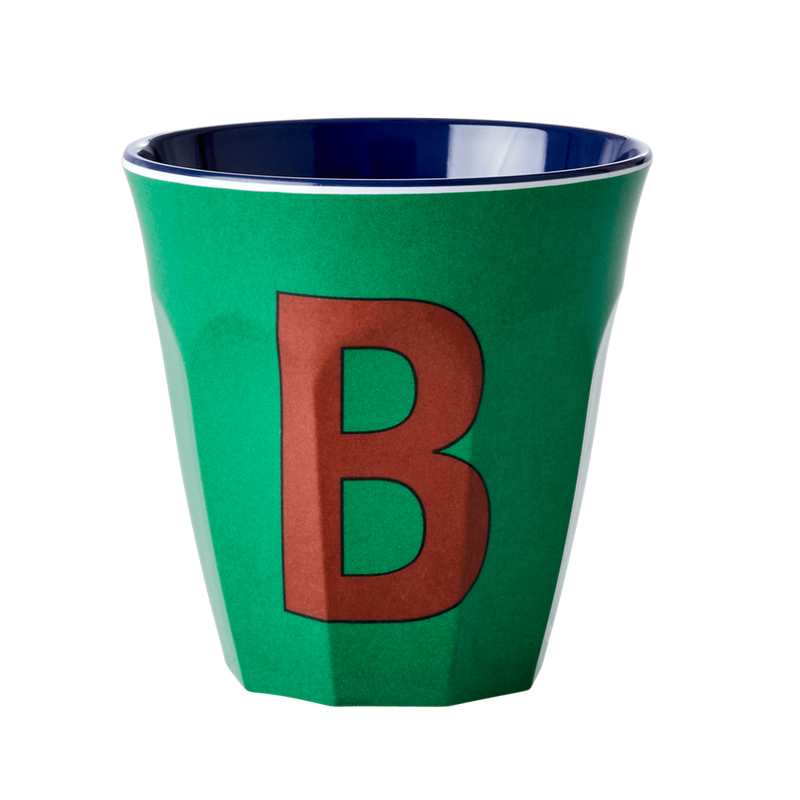 Melamine Cup - Medium with Alphabet in Bluish Colors | Letter B - Rice By Rice