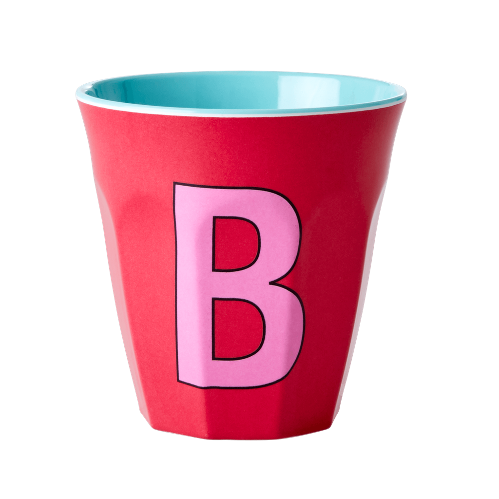 Two Melamine Cups - Medium with Alphabet in Pinkish Colors | Letter B - Rice By Rice