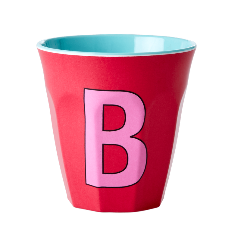 Melamine Cup - Medium with Alphabet in Pinkish Colors | Letter B - Rice By Rice
