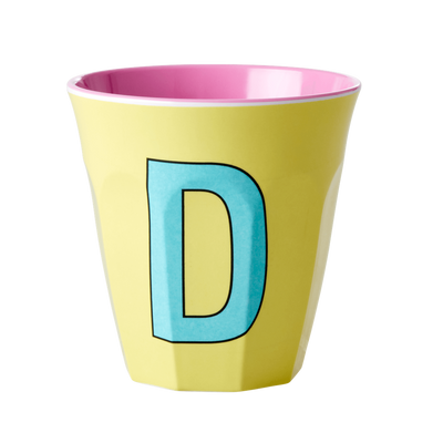 Melamine Cup - Medium with Alphabet in Pinkish Colors | Letter D - Rice By Rice