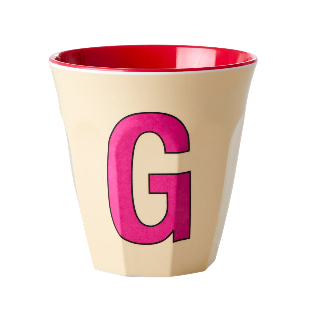 Two Melamine Cups - Medium with Alphabet in Pinkish Colors | Letter G (Copy) - Rice By Rice