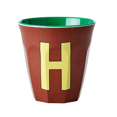 Melamine Cup - Medium with Alphabet in Brownish Colors | Letter H - Rice By Rice