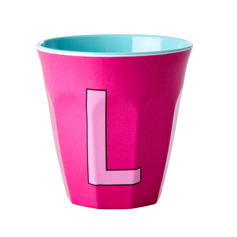 Melamine Cup - Medium with Alphabet in Pinkish Colors | Letter L - Rice By Rice