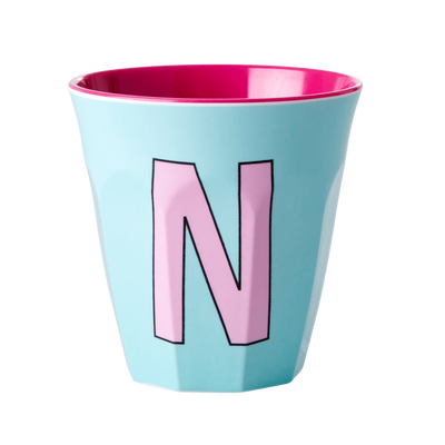 Melamine Cup - Medium with Alphabet in Pinkish Colors | Letter N - Rice By Rice