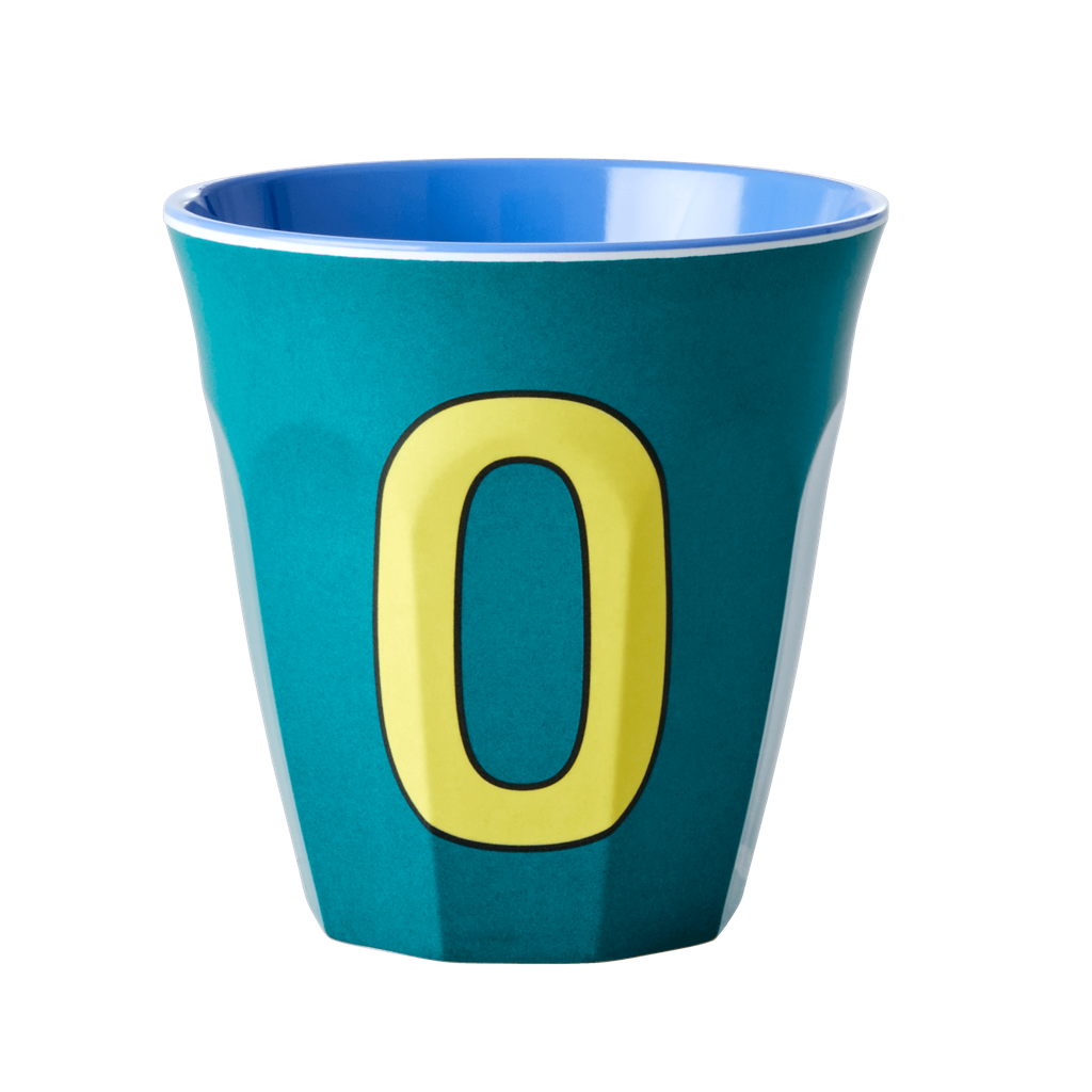 Melamine Cup - Medium with Alphabet in Bluish Colors | Letter O - Rice By Rice