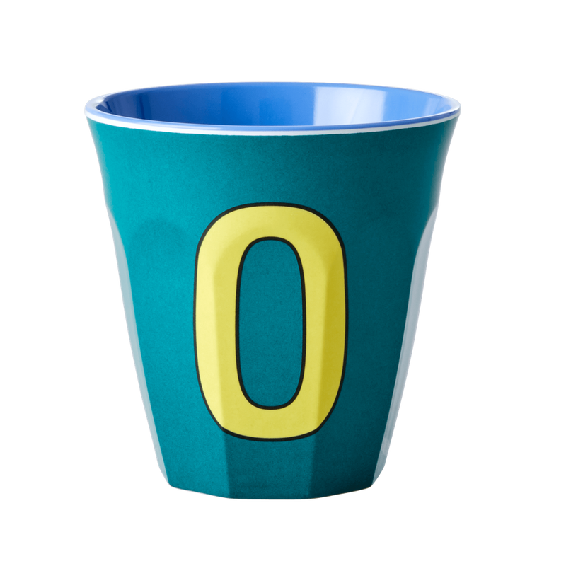 Melamine Cup - Medium with Alphabet in Bluish Colors | Letter O - Rice By Rice