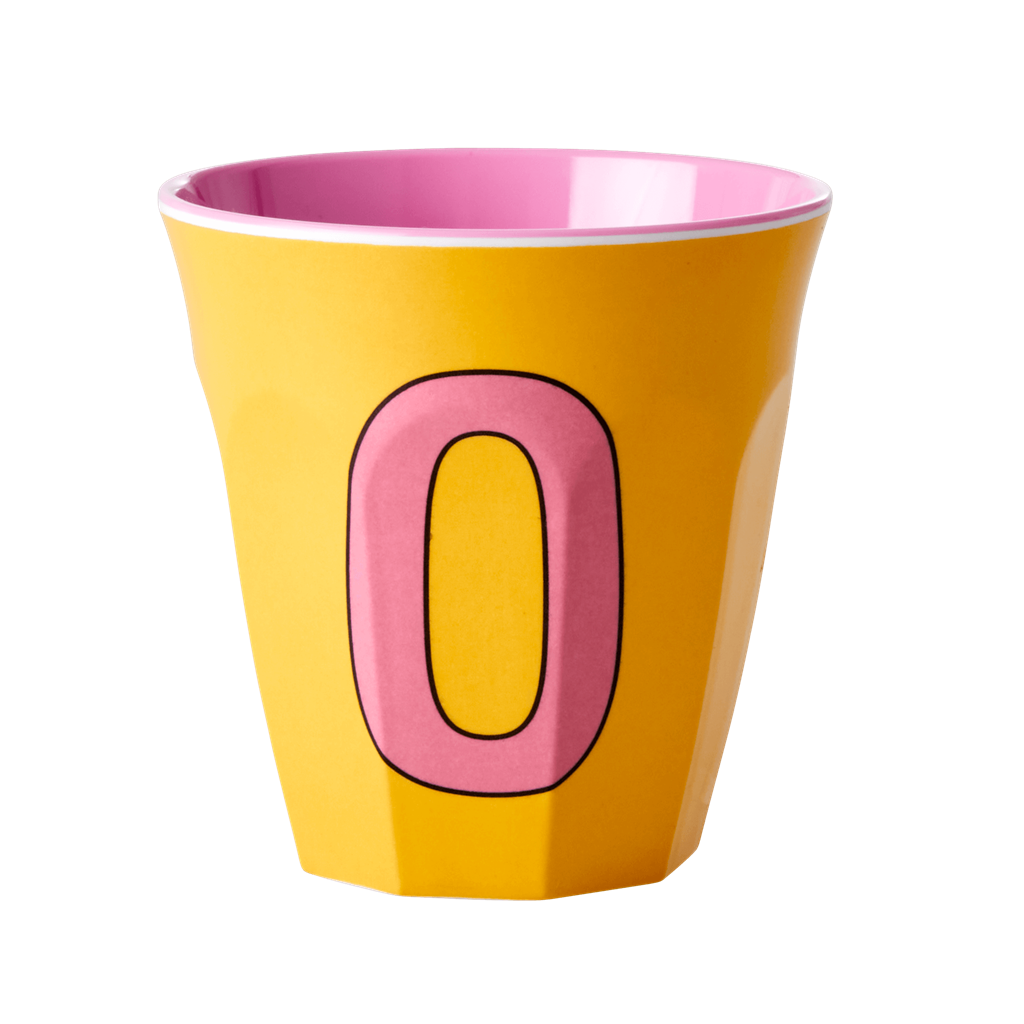 Two Melamine Cups - Medium with Alphabet in Pinkish Colors | Letter O - Rice By Rice