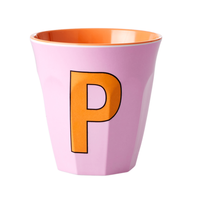 Melamine Cup - Medium with Alphabet in Pinkish Colors | Letter P - Rice By Rice