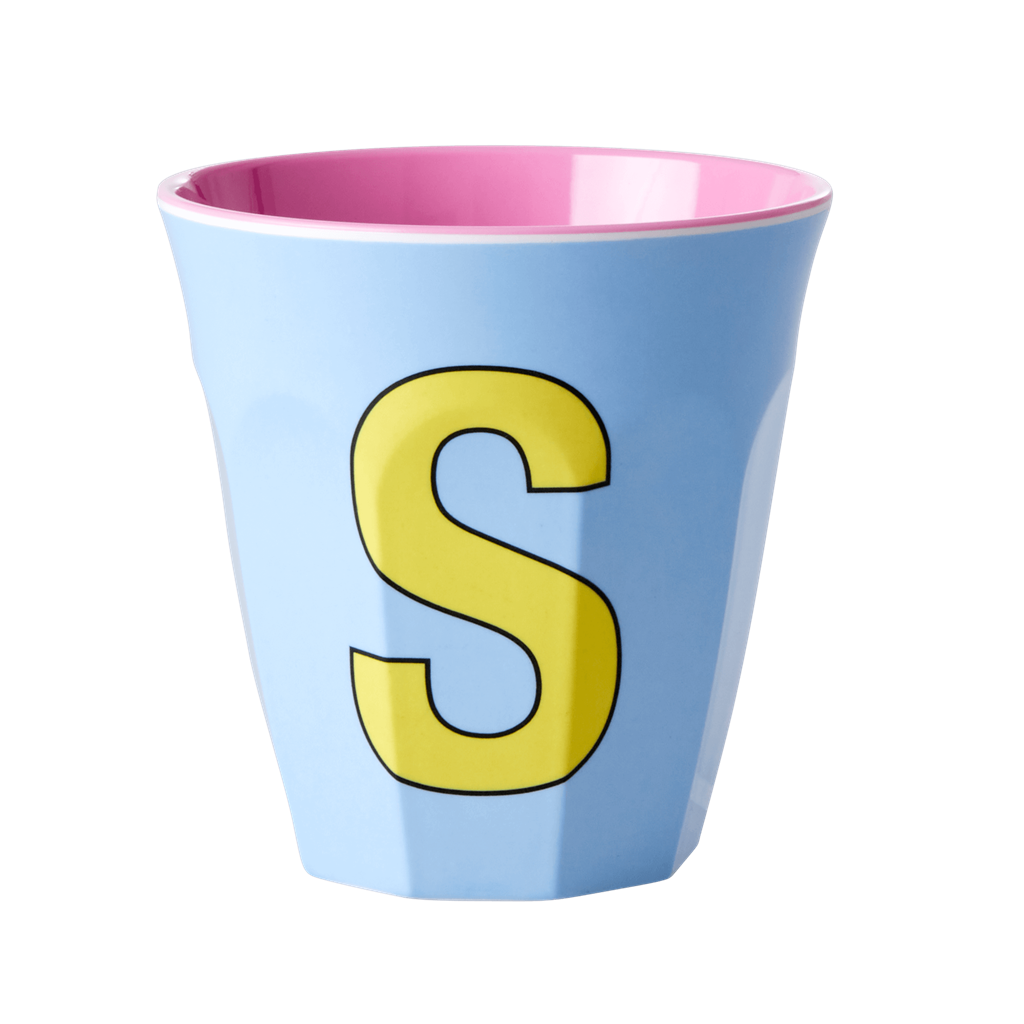 Melamine Cup - Medium with Alphabet in Pinkish Colors | Letter S - Rice By Rice