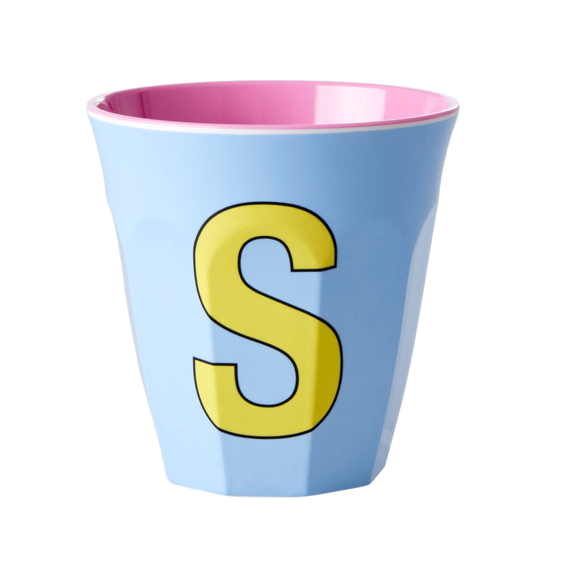 Melamine Cup - Medium with Alphabet in Pinkish Colors | Letter S - Rice By Rice