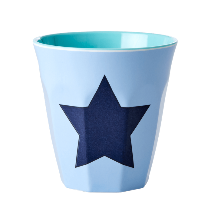 Medium Melamine Cup | Star in Soft Blue Print - Rice By Rice