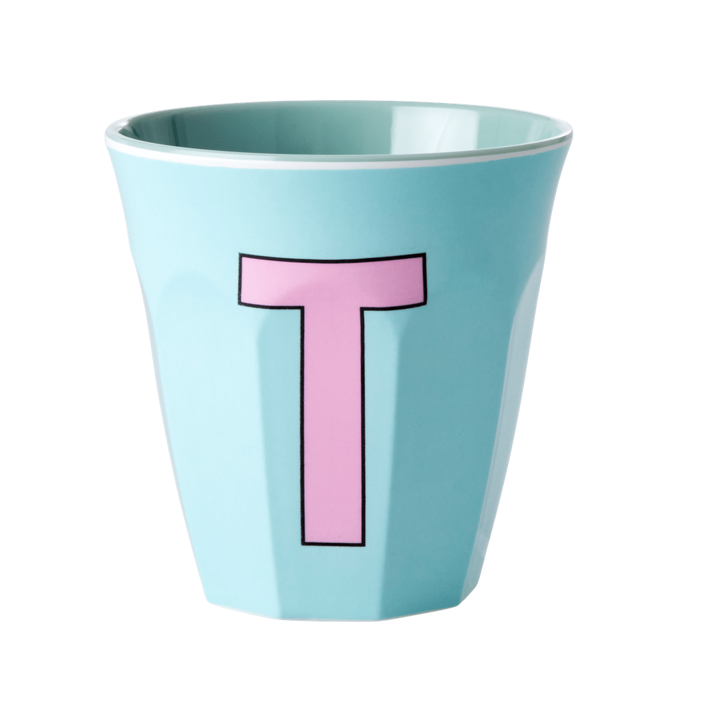 Melamine Cup - Medium with Alphabet in Pinkish Colors | Letter T - Rice By Rice