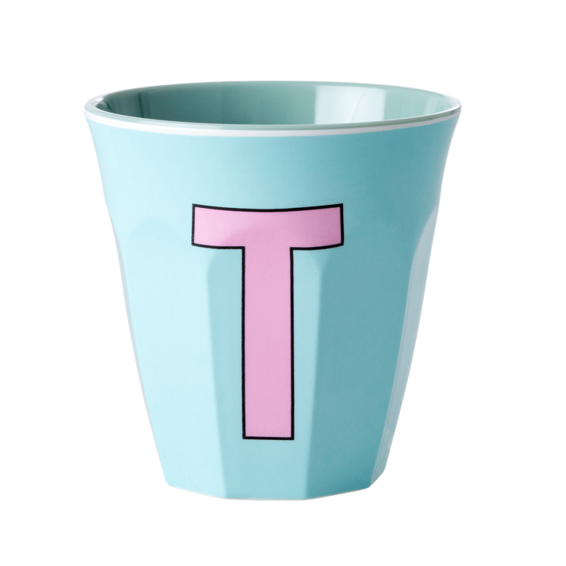 Melamine Cup - Medium with Alphabet in Pinkish Colors | Letter T - Rice By Rice
