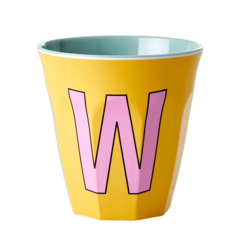Melamine Cup - Medium with Alphabet in Pinkish Colors | Letter W - Rice By Rice